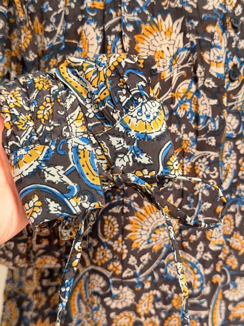 ANTIK BATIK Khero Ruffle-Trimmed Printed Voile Blouse Women’s Sz M/40 NWT - Picture 7 of 14